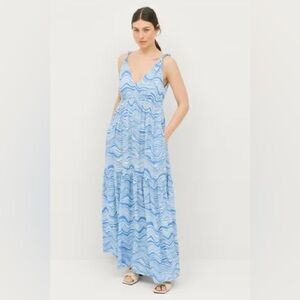 Twist & Tango Jerilyn Maxi Dress Psychedelic Blue Marble w/ Pocket Sz 34 EU 4 US